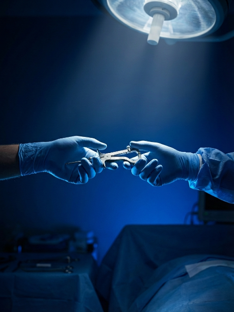 Instrumentadores em procedimento cirúrgico